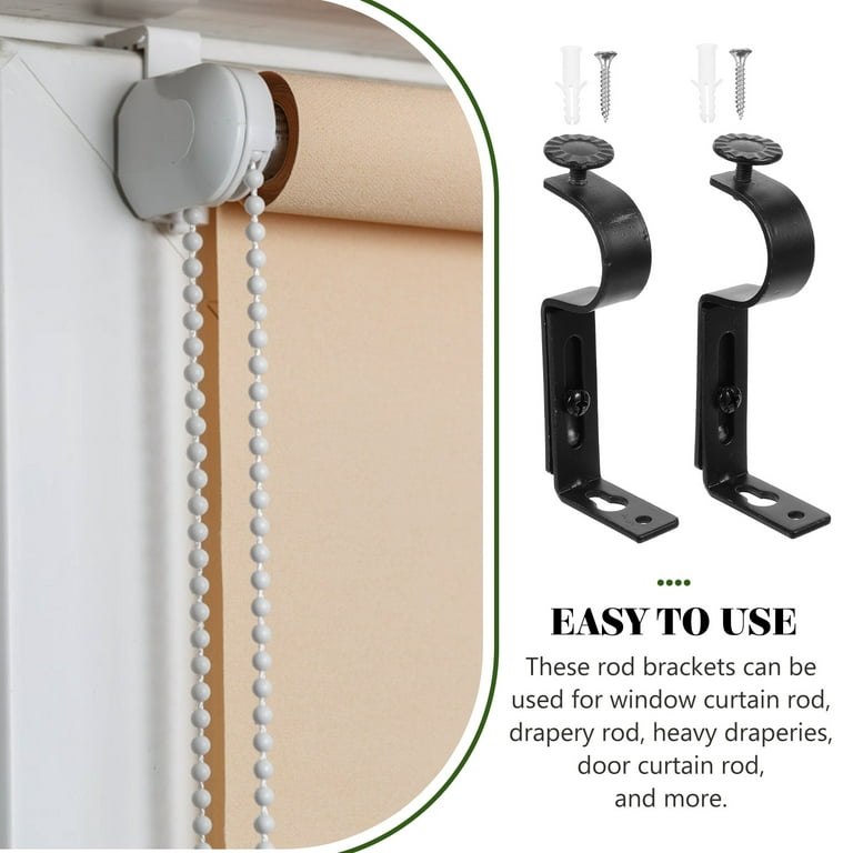 Curtain Rods Black Telescopic Frame Accessories Hooks for Curtains Set up 2  Pcs 