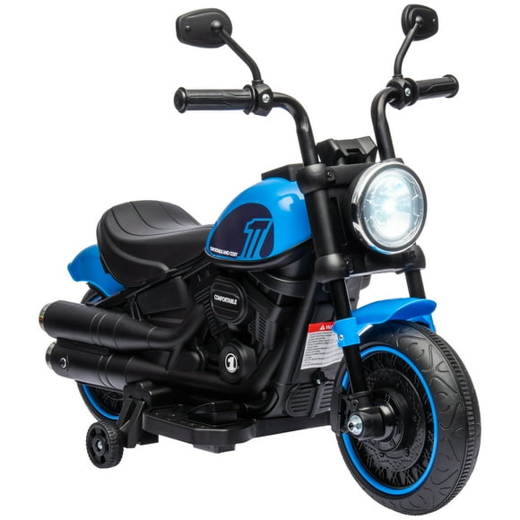 Aosom Kids Motorcycle, 6V Electric Motorcycle with Single-Button Start Blue