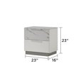 thumbnail image 5 of Mist modern style  Nightstand made with Wood Lacquer & Marble Detailing in White, 5 of 5