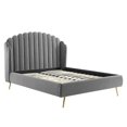 thumbnail image 2 of Modway Lana Queen Performance Velvet Wingback Platform Bed in Gray, 2 of 11