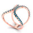 thumbnail image 2 of 0.5 ctw Statement Anniversary Ring for Women | Round Cut Simulated Turquoise | Hyperallergenic Solid 14K Rose Gold, 2 of 5