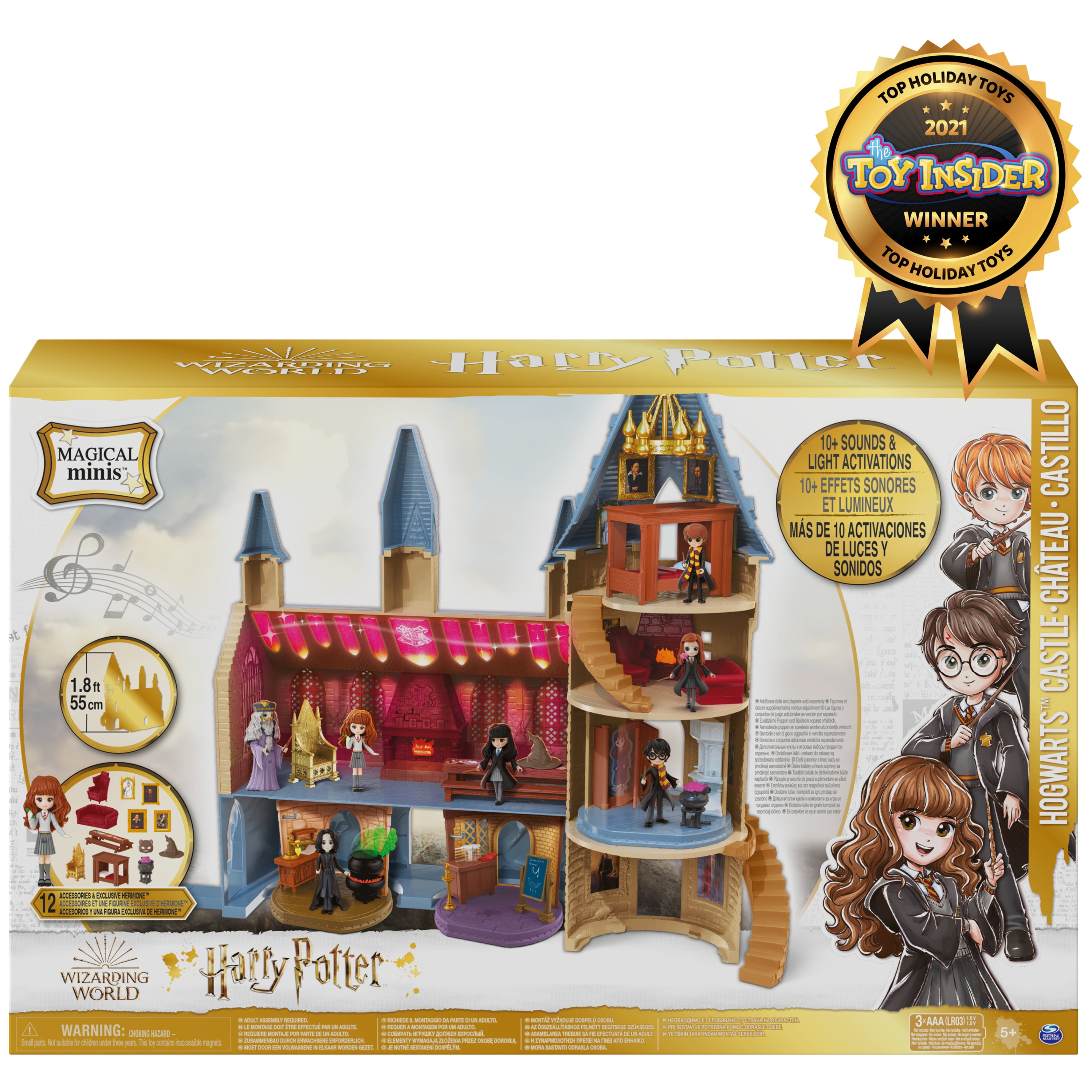  Harry Potter Hogwarts Great Hall Mini Playset with 5  Interactive Features, 4 Mini Figures, Podium, Goblet, Plus Works with  Wizard Training Wands (Sold Separately) : Toys & Games