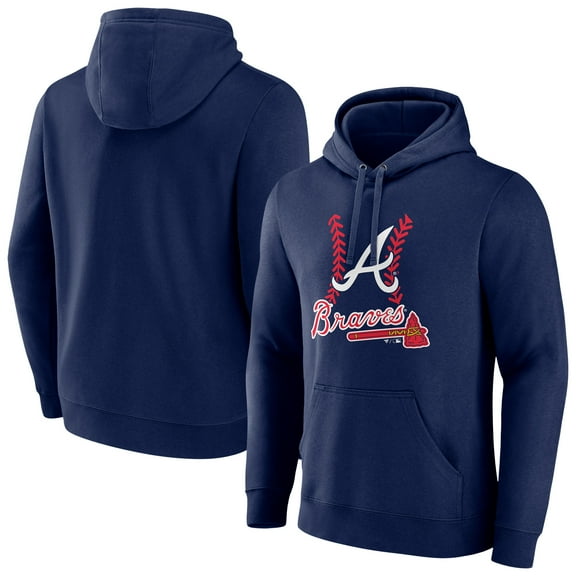 Men's Navy Atlanta Braves Fastball Pullover Hoodie