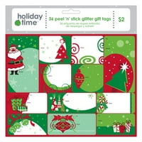 Holiday Time Foil Gift Tags, Red/Green, 36-Pack