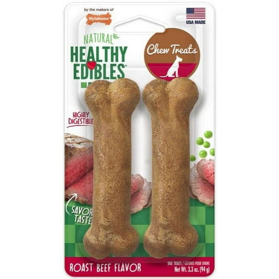 Nylabone Nylabone Healthy Edibles Chews Roast Beef Regular 2 count Pack of 3