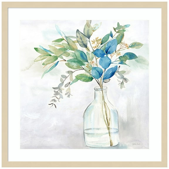 Amanti Art Eucalyptus Vase Navy I Wood Framed Wall Art Print