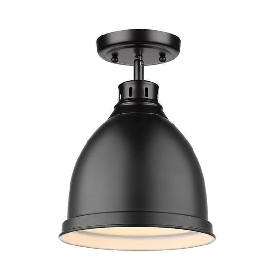 3602-FM BLK-BLK-Golden Lighting-Duncan - 1 Light Flush Mount in Classic style - 11.5 Inches high by 8.88 Inches wide-Matte Black Finish-Matte Black