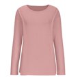 thumbnail image 4 of Lenpel Women's Long Sleeve Tops Soft Casual Crew Neck Solid Color Basic T Shirts Loose Tunic Tee Tops, 4 of 7