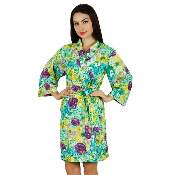 Bimba Women Bride Bridesmaid Coverup Gift Short Cotton Robe Getting Ready