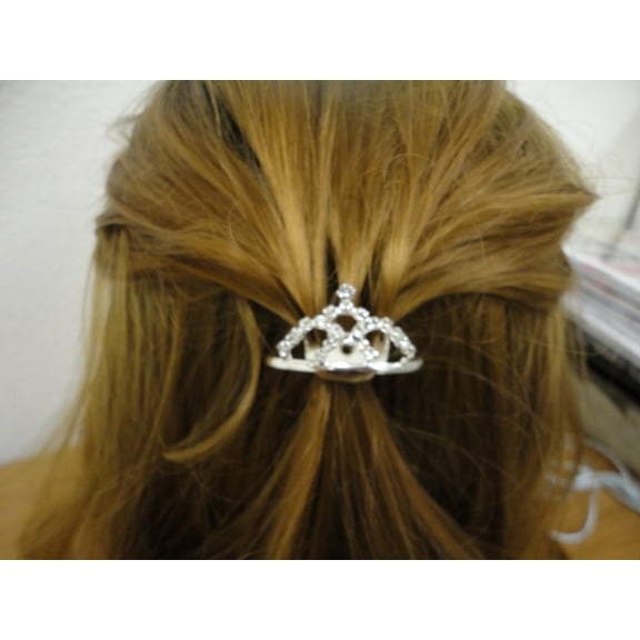 Girls Rhinestone Princess Hair Clip Wedding Crown Comb Tiara Mini