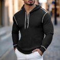 thumbnail image 2 of Yiaimeir Mens Casual Textured Pullover Hoodie Long Sleeve Half Zip Lightweight Sweatshirt for Everyday Comfort and Style, 2 of 3