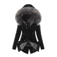thumbnail image 2 of Joernso Winter Warm Women Faux Fur Hooded Cotton Down Jacket Casual Outwear Long Overcoat, 2 of 8
