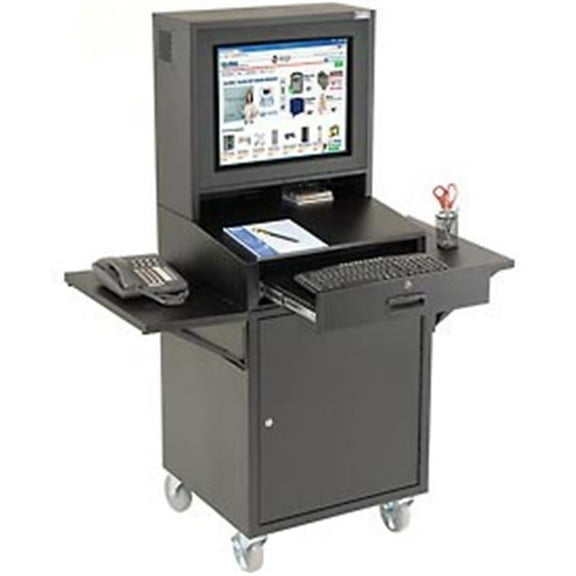 Mobile Security LCD Computer Cabinet with Enclosure Complete Bundle - Black