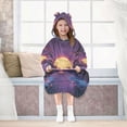 thumbnail image 7 of FORMRS Wearable Blanket Hoodie with Sleeves for Kids Cozy Flannel Sweatshirt, Blue Neon Road, 7 of 7