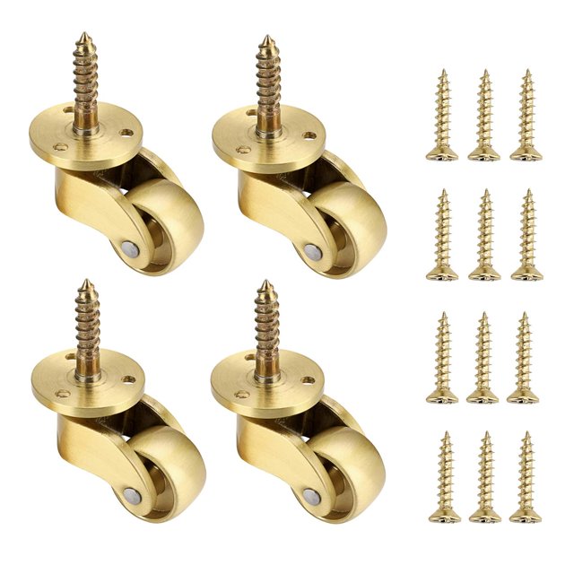 Ruedas universales de latón con vástago de rueda, ruedas giratorias de rotación de 360 grados, ruedas móviles de Metal de alta resistencia, 4 Uds.