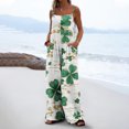 thumbnail image 2 of lcziwo St. Patrick's Day Sleeveless Overalls for Women Spring Casual Cotton Comfy Jumpsuits Cute Shamrock Print Rompers Loose Fit Wide Leg One Piece Pants Trousers Multicolor L, 2 of 7