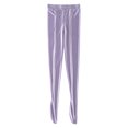 thumbnail image 5 of YEAHDOR Womens Wetlook Leggings Nylon Zipper Crotch Tights Rave Party Pants Trousers Light Purple M, 5 of 7