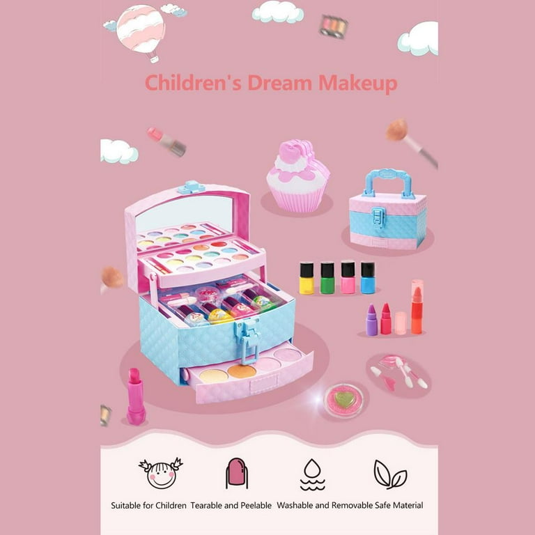 EMEJIRUSHI Kid Makeup Set for Girls - Toys for Girls, Non-Toxic & Washable  Princess Dress Up Set for Kids Ages 3-13, Ideal for Christmas & Birthday