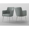 thumbnail image 3 of Inspired Home Donati Leather PU Dining Chair Set of 2 Arm Chair Knob Handle Stainless Steel Legs, Grey, 3 of 9