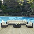 thumbnail image 4 of Pemberly Row 8-Piece Aluminum & Rattan Patio Sectional Set in Espresso/Beige, 4 of 7