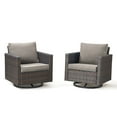 thumbnail image 2 of Unnifurnzi Patio Swivel Chairs-360 Degree Outdoor Swivel Glider Chair Set of 2 with High Back and Thickened Cushions for Deck Porch Garden Backyard-Brown/Gray, 2 of 7
