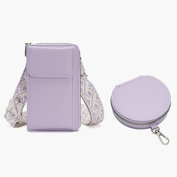 Fiudx Monedero Pequeño de Cuero para Teléfono, Bandolera con Monedero, Correa Ajustable para Guitarra, Múltiples Ranuras para Tarjetas, Uso Diario, Viajes, Compras, Ligero, 11 Cm (Largo) X 4,5 Cm (An