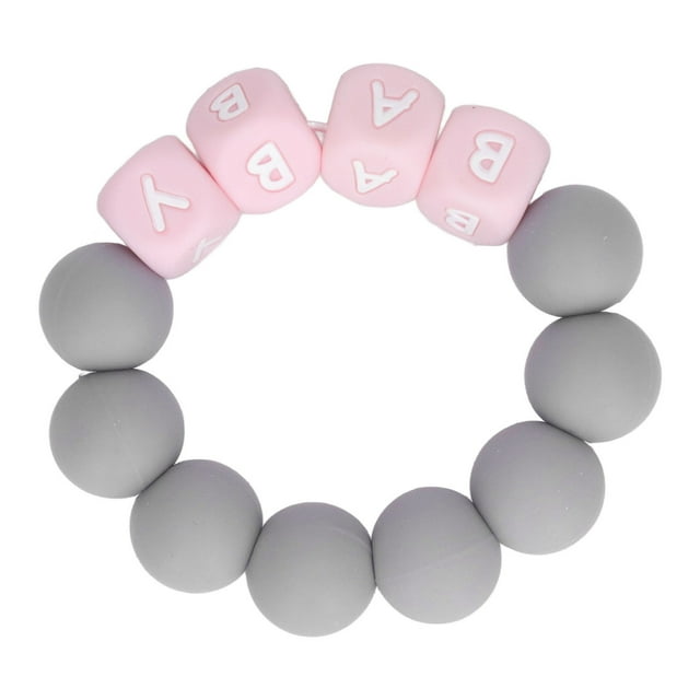 Pulsera de cuentas de silicona para bebé, pulsera colorida para dentición de bebé con letras para bebés y ni?os peque?os