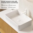 thumbnail image 3 of 48 Inch Bathroom Vanity with Vessel Sink, Modern Floating Bathroom Cabinet with White Sintered Stone Countertop, 2 Soft-Close Drawers and Open Shelf, Pre-Assembled, Light Oak, 3 of 6