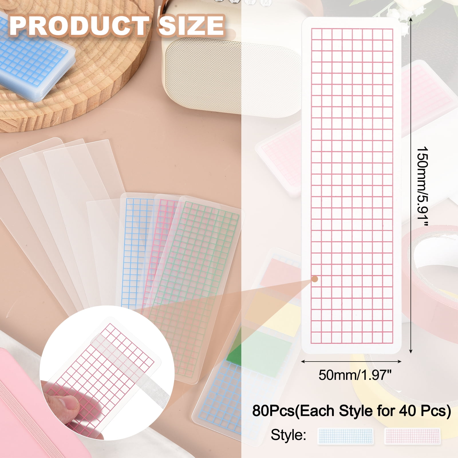 80Pcs Washi Tape Cards, 5.9 x 2 Inch Washi Tape Boards Storage Organizer Sample Board with Arc Corner for Scrapbooking Travel Journal Home Office Supplies DIY Crafts, Pink