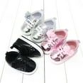 thumbnail image 4 of Siilsaa Baby Girl Crib Shoes, Shiny Metallic High Top Sneakers Black,6-12 Months, 4 of 5