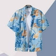 thumbnail image 4 of Mens Hawaiian Shirt and Shorts Set 2 Piece Casual Beach Lapel Button Pocket Shirt Top Drawstring Shorts, 4 of 5