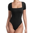 thumbnail image 1 of Body REORIA 2025 para mujer con cuello cuadrado y manga corta, color negro, 1 of 9