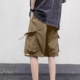 thumbnail image 4 of Men's Outdoor Cargo Shorts, Quick Dry Breathable Multi-Pocket Drawstring Shorts for Hiking Camping Daily Wear Daily Outdoor Activity Khaki XL, 4 of 5