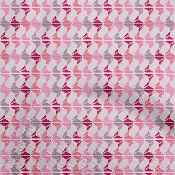 oneOone Cotton Silk Light Pink Fabric Geometric Sewing Craft Projects Fabric Prints By Yard 42 Inch Wide