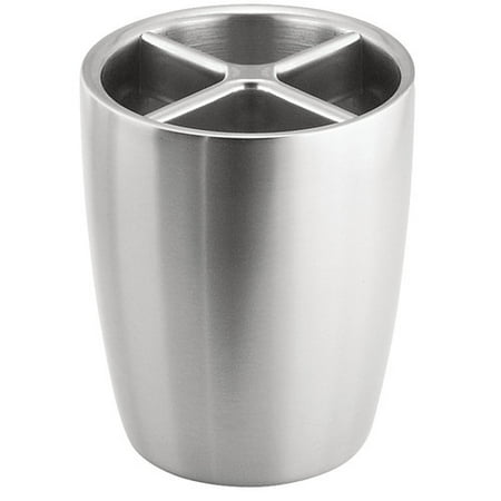 Brushed Stainless Steel Bathroom Accessories InterDesign Forma Toothbrush Holder Cup for Bathroom Vanity Countertops, Brushed Stainless Steel ()