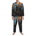 thumbnail image 3 of Fuzoiu Steampunk Mechanical Butterfly Print Men's Long-Sleeved Pajama,Lounge Button Down Nightwear,Mens Notch Collar Pajama Set -, 3 of 7