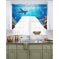thumbnail image 2 of Shark Kitchen Swag Valances for Windows, Blue Ocean Underwater Animal Coral Tropical Fish Swag Valances Curtains for Living Room, Rod Pocket Window Treatments for Bathroom, Bedroom, Cafe, 56"x36", 2 of 6