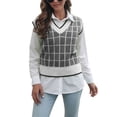 thumbnail image 2 of Chaleco De Suéter Para Mujer, Suéter Sin Mangas A Cuadros, Suéter Informal De Punto A La Moda Para El Invierno Para Citas, 2 of 7