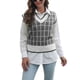thumbnail image 4 of Chaleco De Suéter Para Mujer Chaleco De Suéter Para Mujer Cuello En V Jersey De Punto A Cuadros Suéter Sin Mangas Para Citas Trabajo Compras Negro M ANGGREK Negro M, 4 of 7