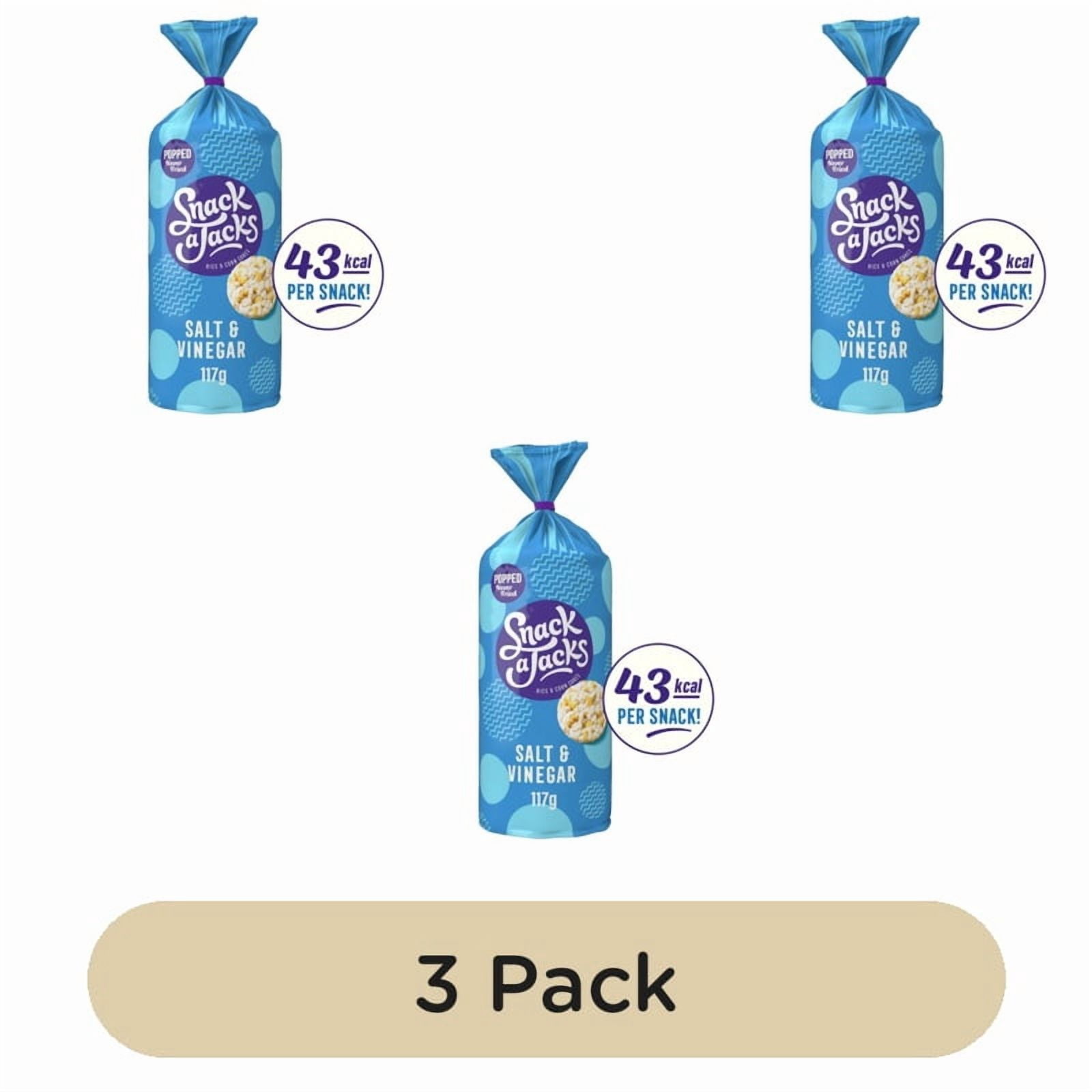 Snack a Jacks Salt & Vinegar Jumbo Rice Cakes 117g, British Import (Pack of 3)