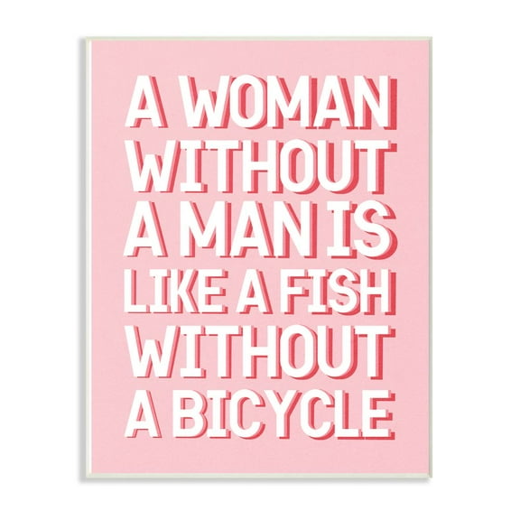Stupell Industries Woman Without Man Funny Word Fashion Modern Pink Design Wall Plaque Art by Daphne Polselli