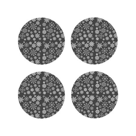 

Tideii simple white Snowflake for Leather Coasters 4 Pieces Anti-fouling and Anti-scalding Decorative Coasters Suitable for Restaurants Kitchens Coffee Shops-Round Shape
