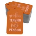 thumbnail image 1 of Inkdotpot Good Bye Tension Hello Pension Retirement Bottle Tag Real Rose Gold Foil Favor Hang Tags Pack Of 100, 1 of 6