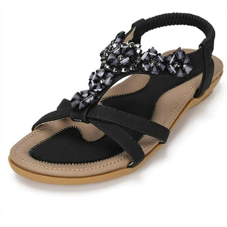 

Women s Summer Sandals Casual Comfortable Flip Flops Beach Shoes Ankle T-Strap Thong Elastic Flat Sandals for Women