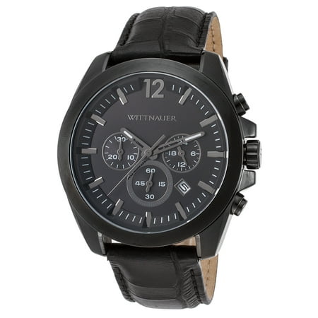Wittnauer Men's WN1010 Black Leather Analog Quartz Fashion Watch