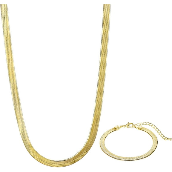 Gold Necklace for Women, 14k Gold Plated Layered Wave Figaro Necklace Simple Thin Gold Chain Necklace Dainty Choker Necklace for Women Canrtora Aesthetic Long Necklaces Gold Jewelry Gifts