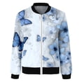 thumbnail image 5 of shqvo Women's Bomber Jacket Long Sleeve Blazer Glitter Front Zip With Pockets Casual Sparkly Party Outerwear Lightweight Loose Casual Fall Coats Full Zipper Sweatshirt, 5 of 6