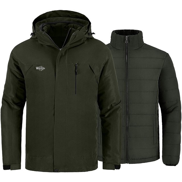 Men's Winter 3-in-1 Ski Jacket Waterproof Windproof Jacket Puffer Liner