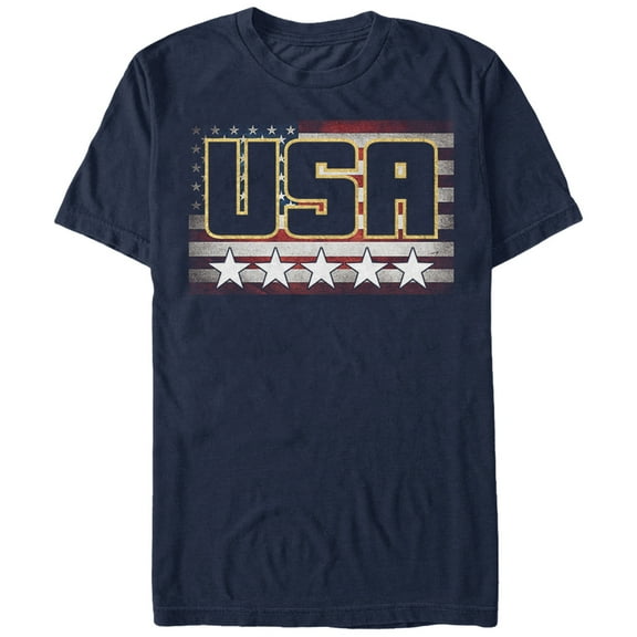 Men's Lost Gods Fourth of July USA Flag Star Line Graphic Tee Navy Blue Small