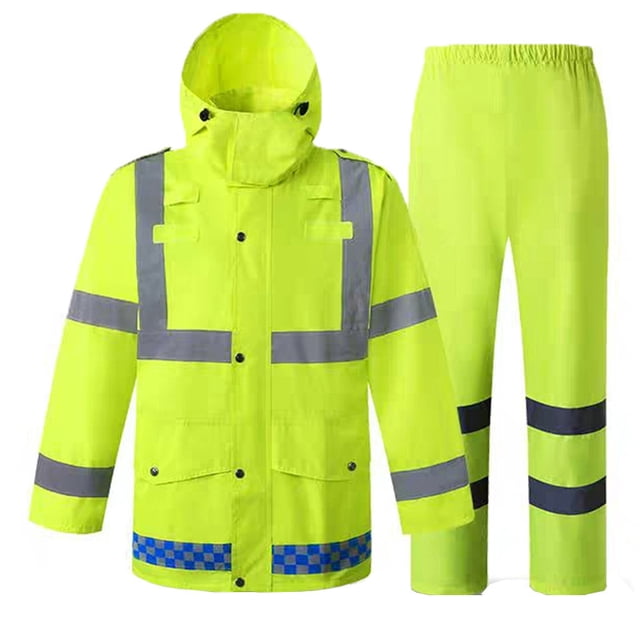 Two sets Reflective Raincoat Rain Pants Suit Duty Split Raincoat Sanitation Workers Labor Protection Outdoor Raincoat